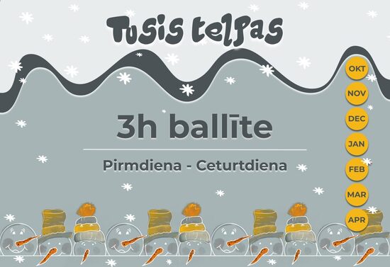 Tusis telpu īre 3h ziemas sezona (pirmdiena - ceturtdiena) 30 pers.